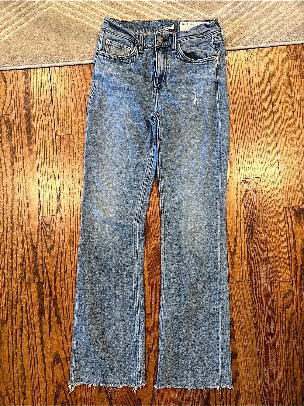 rag & bone Peyton Mid-Rise Bootcut Jeans Straight Leg Jeans in Blue Waist 26